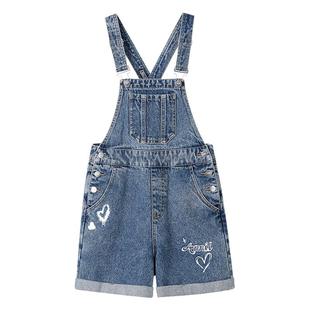 【商场同款】安奈儿童装女童背带裤夏新款牛仔短裤AG516595