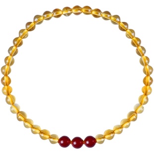 好运连连 招财天然正品巴西黄水晶手链女4mm圆珠极细转运手串2mm