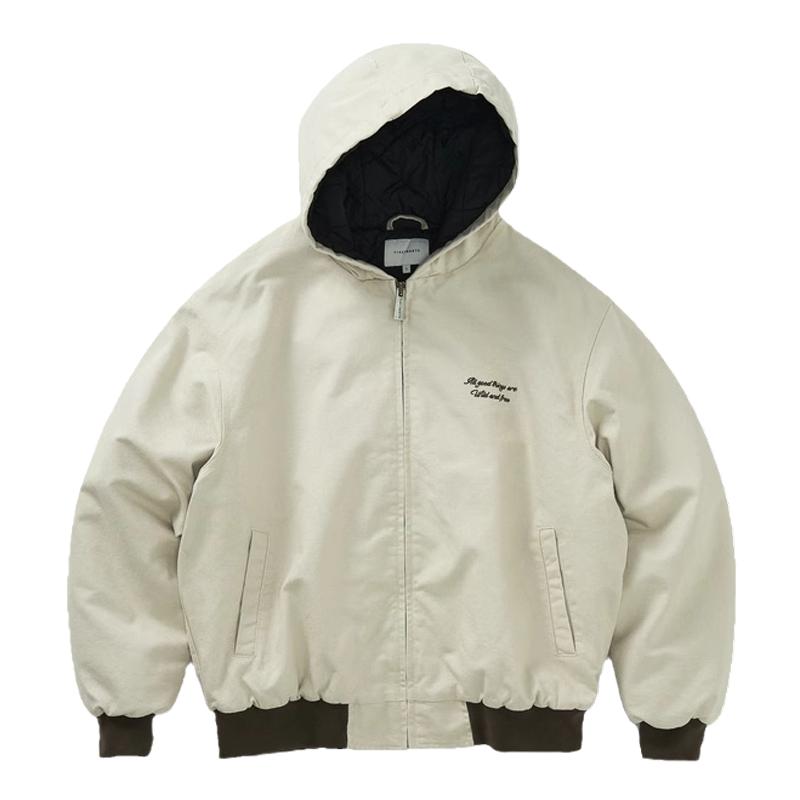 714street撞色罗纹连帽棉服