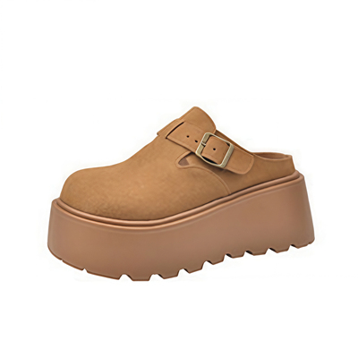 品牌真皮小个子增高包头半拖鞋女