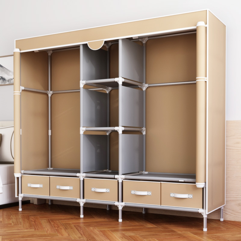 衣柜家用卧室简易组装衣橱带抽屉加粗加厚结实耐用出租房用布衣柜
