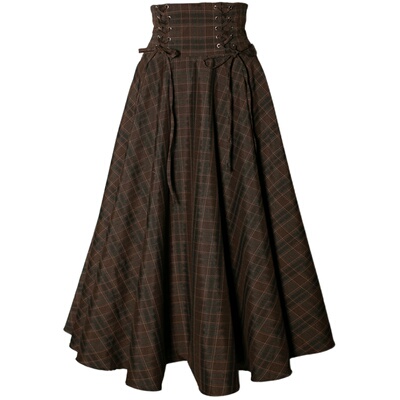 弥爱宫廷复古束腰绑带大摆长半裙