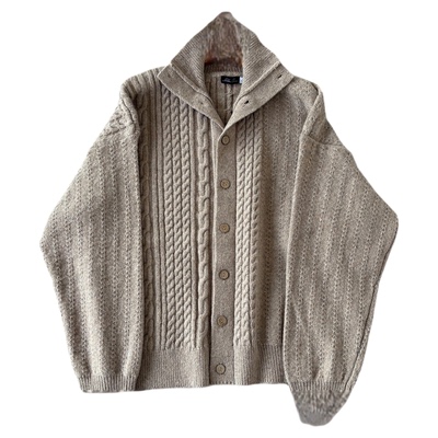 H1c不对称绞花*羊毛高领毛衣