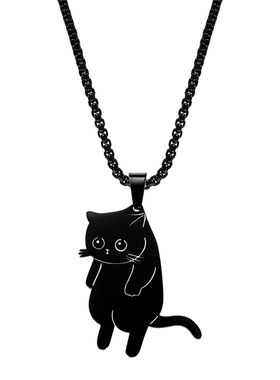 可爱高颜值黑色小猫项链吊坠配饰