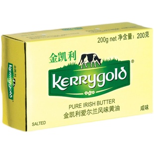 金凯利爱尔兰进口黄油200g 淡味/咸味乳酸黄油天然无添加西餐涂