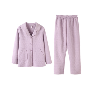 安之伴睡衣女冬季空气棉夹层秋冬款夹棉保暖加厚家居服套装可外穿
