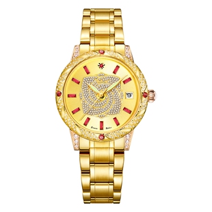 宾爵真钻金玫瑰女神系列女士自动机械表轻奢小众百搭气质防水手表