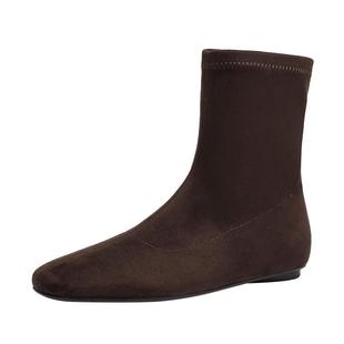 达芙妮平底瘦瘦小短靴女2026新款爆款弹力袜靴秋冬季加绒马丁靴子