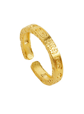 沙金吉祥瑞兽开口戒指女款百搭国潮复古中国风气质首饰品久不掉色