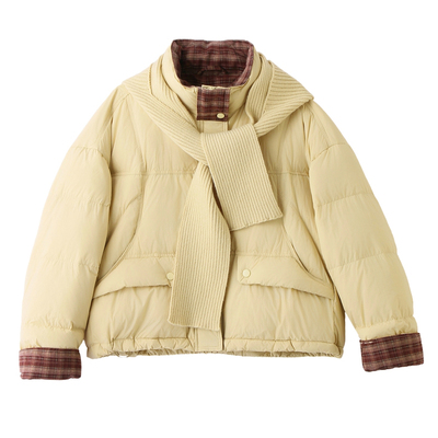 小个子黄色羽绒服女款2025冬季巨好看的小个子短款白鸭绒加厚外套