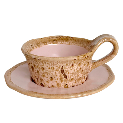 喝彩生活玫红美人豹陶瓷咖啡杯碟