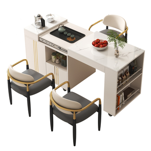 多功能可移动茶台伸缩茶桌轻奢家用烧水壶一体小户型客厅岩板茶几