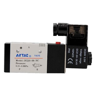 亚德客电磁阀3v210一08 220v 换向阀线圈24v控制器气阀电子气动阀