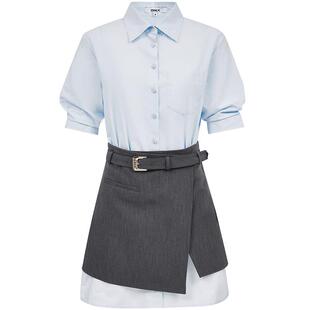 ONLY2026春季新款显瘦A型剪裁不规则裙摆衬衫短裙套装连衣裙女