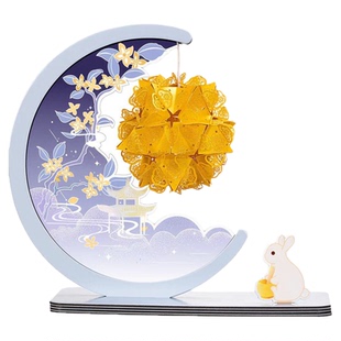 故宫淘宝同款花月夜国潮光影纸雕灯DIY手工拼装小夜灯创意礼物品