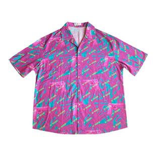 出差夏威夷23ss purple beach复古紫色短袖印花衬衫街头夏威夷、
