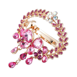 韩式新款精美水晶蝴蝶发夹头饰气质优雅女生弹簧夹百搭顶夹发饰