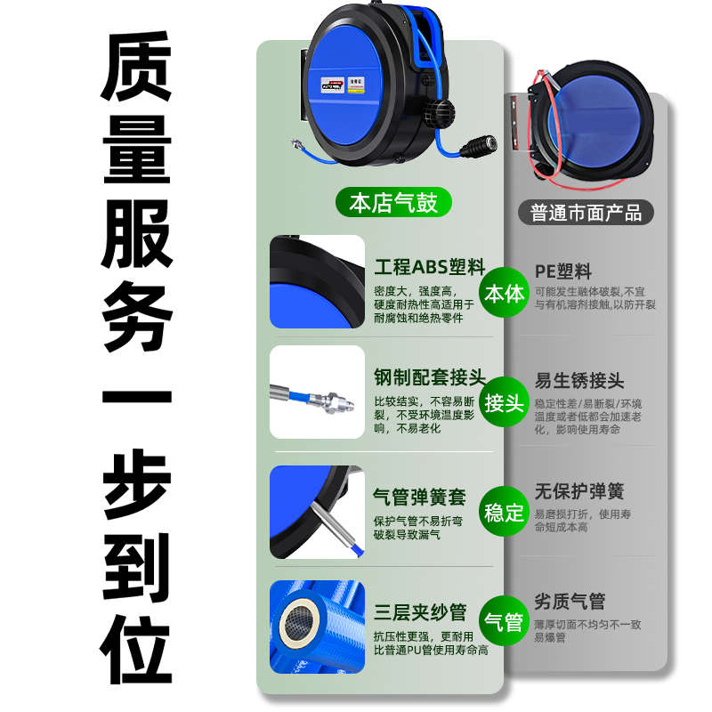 气鼓自动伸缩卷管器空压机气管汽修水鼓电鼓卷线器汽车水管收卷器