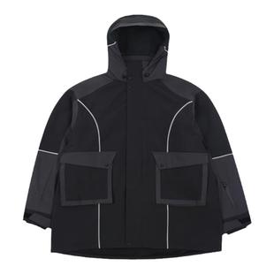 CHILLWHITE2022新款黑灰拼接滑雪服套装男女款冲锋衣防水防寒潮牌