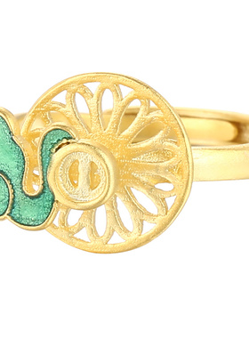 纯银戒指空托平安扣女奢金轩复古