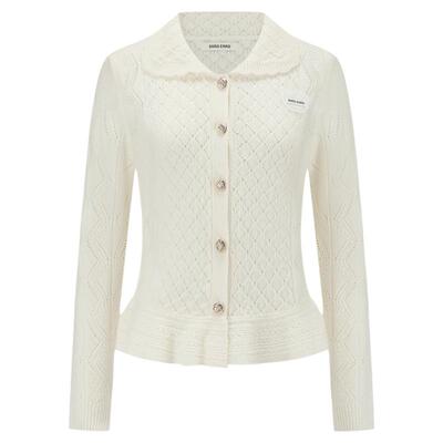 SHROENRO荷叶边镂空针织开衫