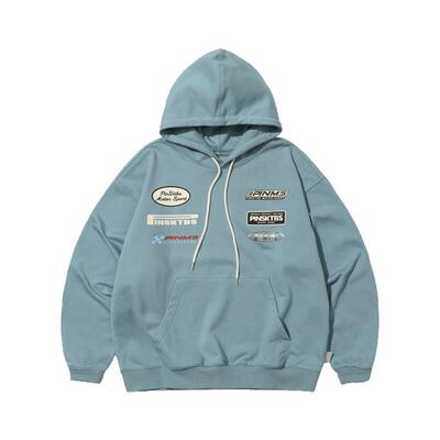 PINSKTBS 春秋赛车印花卫衣日系复古休闲宽松运动纯色标语卫衣男