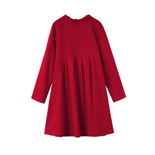 孕妇打底毛衣连衣裙冬加厚宽松大码孕妇内搭红色针织连衣裙中长款