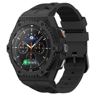 适用三星watch8 Classic 46mm金属改装壳套运动硅胶表带高级感2025新款 46mm男女款金属不锈钢改装壳手表表带