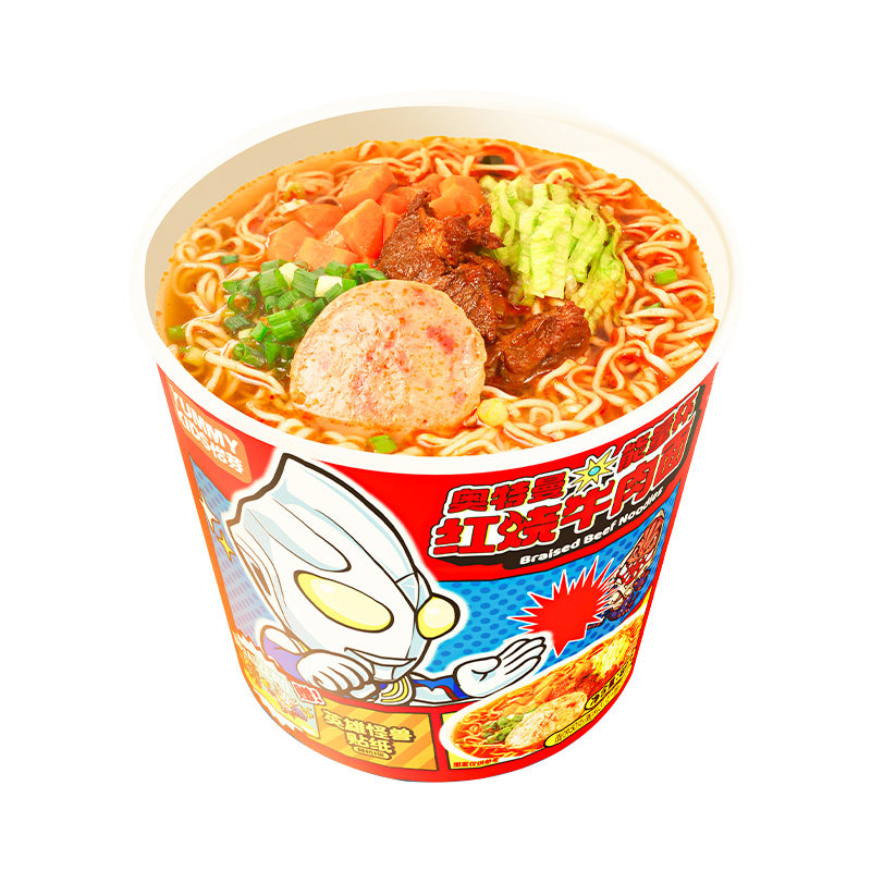 【主播推荐】怡芽儿童泡面儿童方便面奥特曼面早餐速食营养面6杯