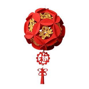 春节绣球挂饰福字宫灯无纺布小灯笼过年绣球节日新年商场装饰花球