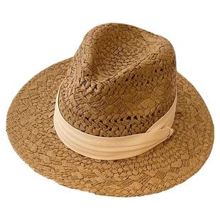 法式老钱风镂空草编巴拿马草帽女款夏季海边度假防晒遮阳帽子礼帽