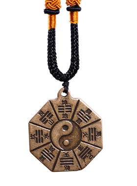 铜雕刻图案小饰品吊坠随身携带护身阴阳九宫图挂件