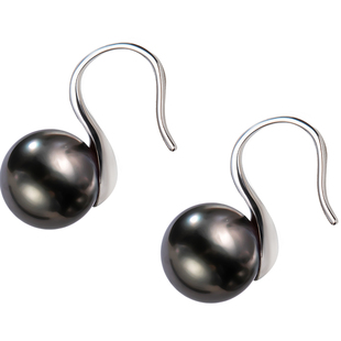 南珠宫灵动大溪地黑珍珠海水珍珠耳钉生日礼物送女友