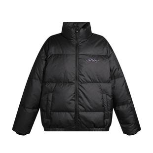 冬季美式休闲痞帅黑色刺绣羽绒服男宽松立领夹克上衣外套潮流棉衣