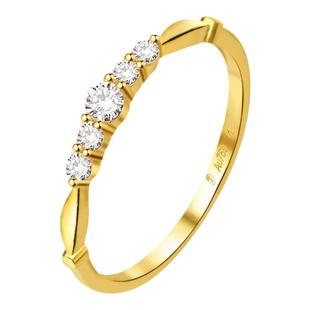 一串星光精致闪耀戒指 玥景18K黄金玫瑰金彩金幸运排钻锆石女指环