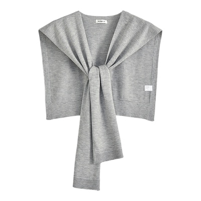 藏青针织小披肩外搭女小坎肩