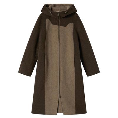 谜底拼接式大衣长袖2025年冬季新品轻暖柔软异色拼接女254MD1714