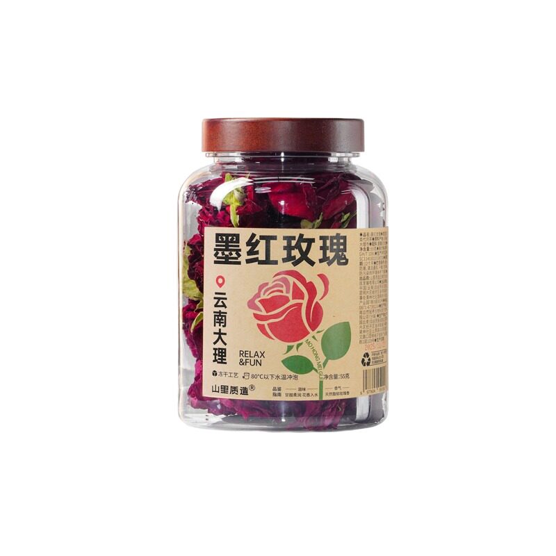 山里质造墨红玫瑰云南头水玫瑰花花茶养生茶大朵无硫花干低温冻干