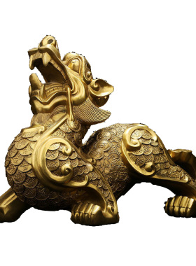 老神仙貔貅摆件纯铜飞天龙子一对