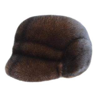 貂皮帽子男士整貂冬水貂帽子皮草中老年貂帽男款父亲老人貂毛冬帽