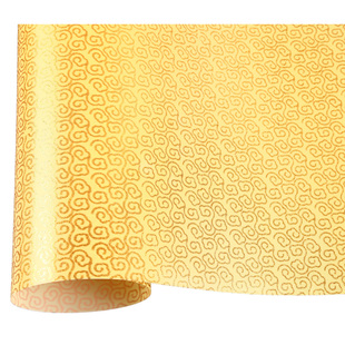 黄底羊皮纸吸顶灯罩材料防刺眼透光灯膜pvc胶片金色祥云防水阻燃