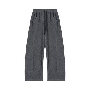 OMITI省略 【修腿神裤】切割感弧形抽绳弯刀裤松紧腰廓形休闲裤女