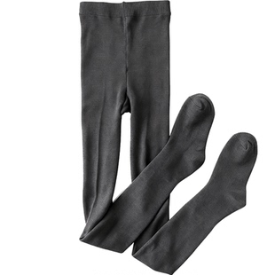 逸米家加厚加绒羊毛袜直角跟不勒脚不顶脚灰色打底裤平纹连裤袜
