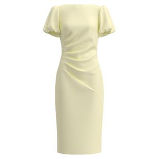 BRANDBYMEI职场通勤鹅黄色长裙高级感裙子职业装修身铅笔裙连衣裙