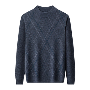 恒源祥羊绒衫男士半高领保暖针织衫冬季100%纯山羊绒中年爸爸毛衣