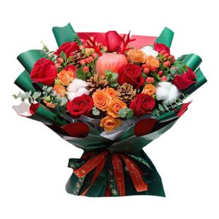 圣诞节苹果红玫瑰混搭花束鲜花速递同城配送女友生日深圳南京上海