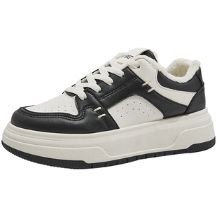 人本小白鞋女2026新款秋冬爆款厚底女鞋加绒加厚保暖防滑百搭棉鞋