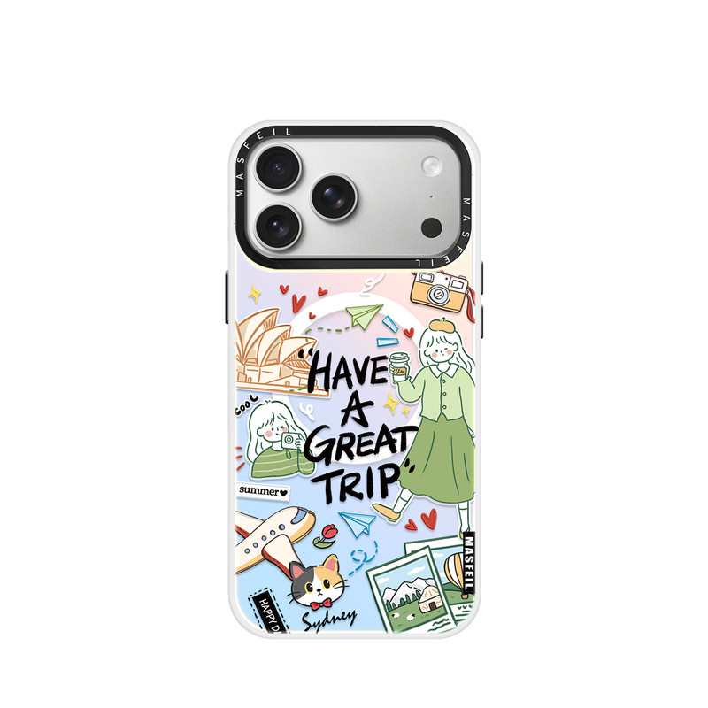 ZHIZHE×旅行手账适用iPhone17Promax手机壳新款15磁吸带支架苹果16Pro全包套ip13pm高级感14可爱好看女