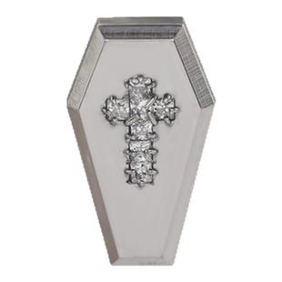 Shinma【捣蛋鬼-宝石灵柩】F-136钛合金内螺纹棺材十字架锆石耳钉