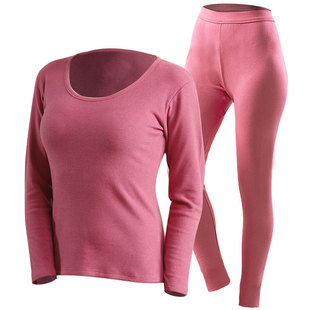 女士保暖内衣双面抓绒打底秋衣裤加厚加绒棉毛衫秋裤套装内穿冬季